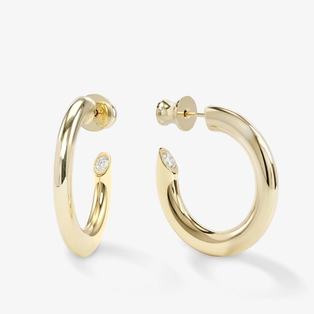 Melinda Maria Polished Gold Hoop Earrings with Pavé Detail